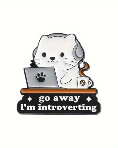 Introverting Cat Enamel Pin Badge