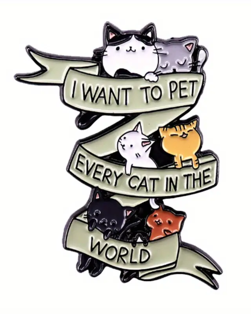 Pet All The Cats Enamel Pin Badge