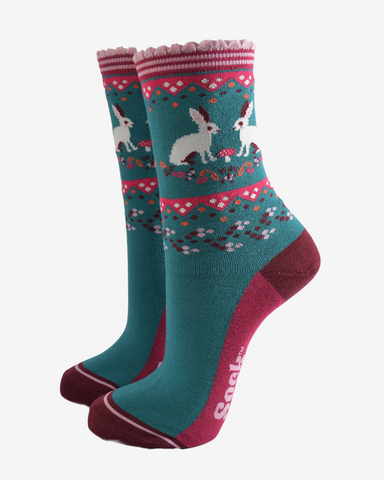 Rabbit Wreath | Ladies Bamboo Socks