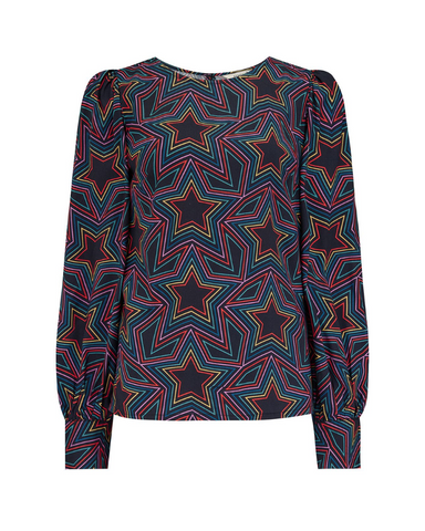 Ronnie Rainbow Star Puff Sleeve Top by Sugarhill Brighton