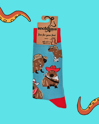 Cowboy Capybara Mens Crew Socks