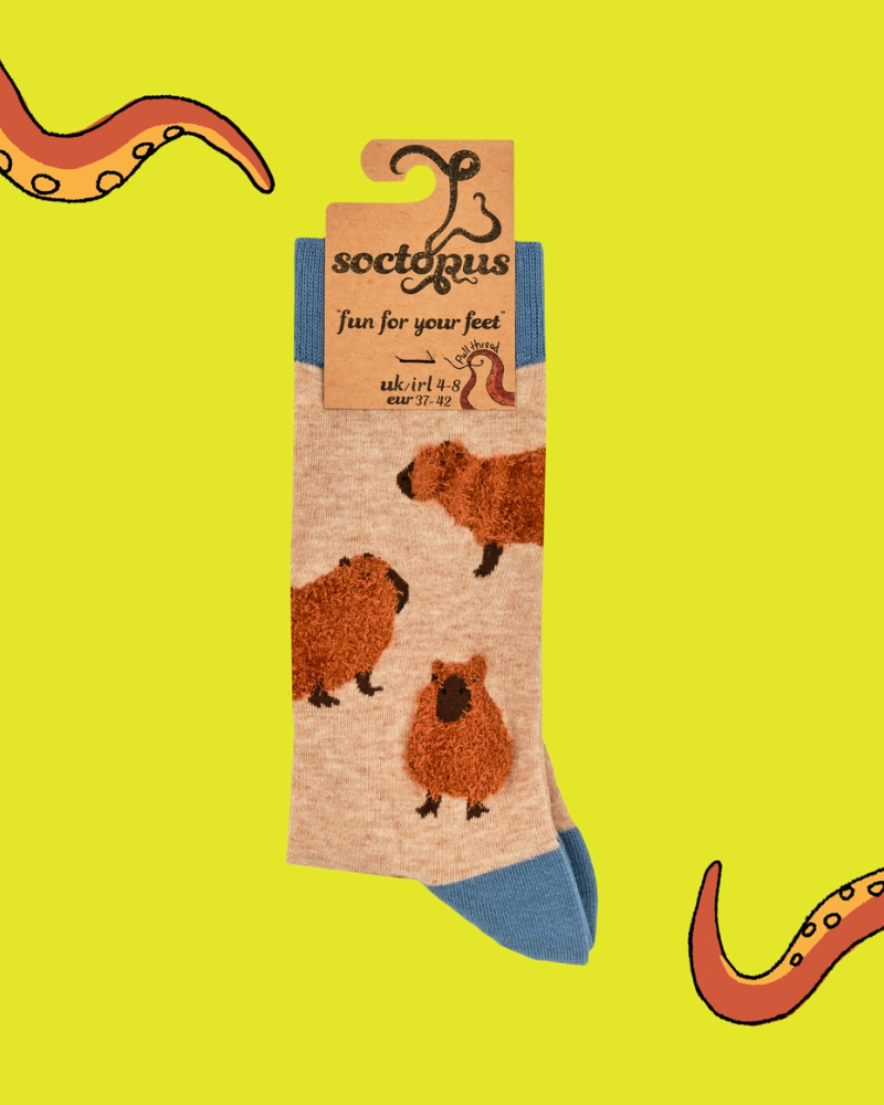 Fluffy Capybara Ladies Crew Socks