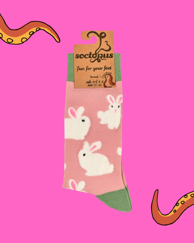 Fluffy Bunny Rabbit Ladies Crew Socks