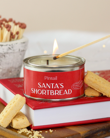 Santa's Shortbread Filled Tin Candle