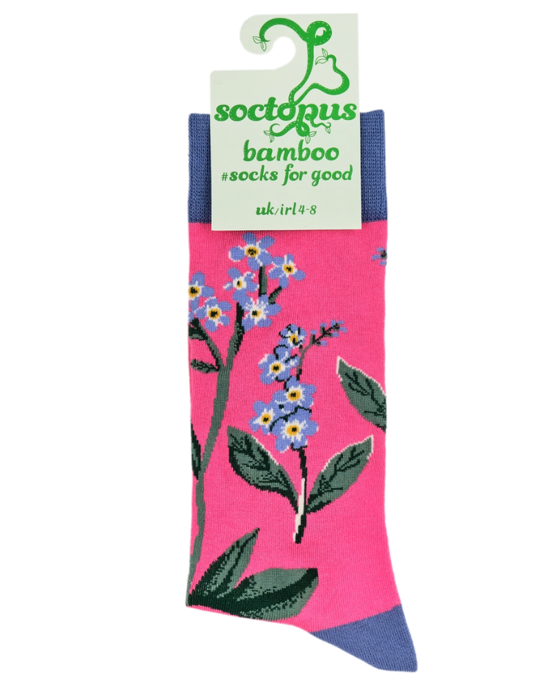 Forget Me Not Floral Ladies Crew Socks