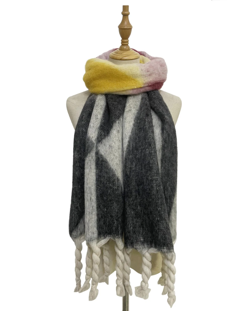 Colour Block Geo Wool Blanket Scarf