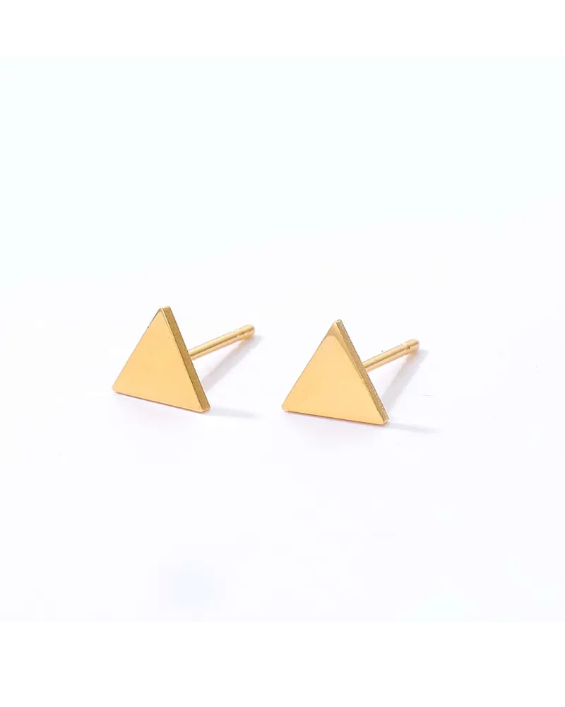 Simple Gold Triangle Stud Earrings