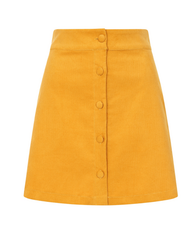 Sundown Corduroy Mini A Line Skirt In Mustard By Banned Apparel