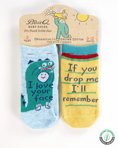 Don't Drop Me & Love Your Face Baby Socks Set of Two