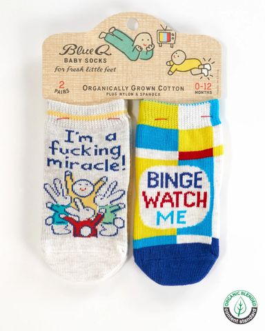 Binge Watch Me & Miracle Baby Socks Set of Two