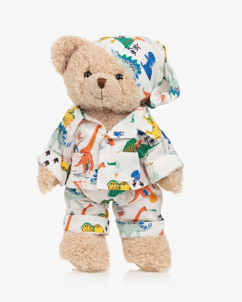 Teddy Bear In Dinosaur Pyjamas & Night Cap