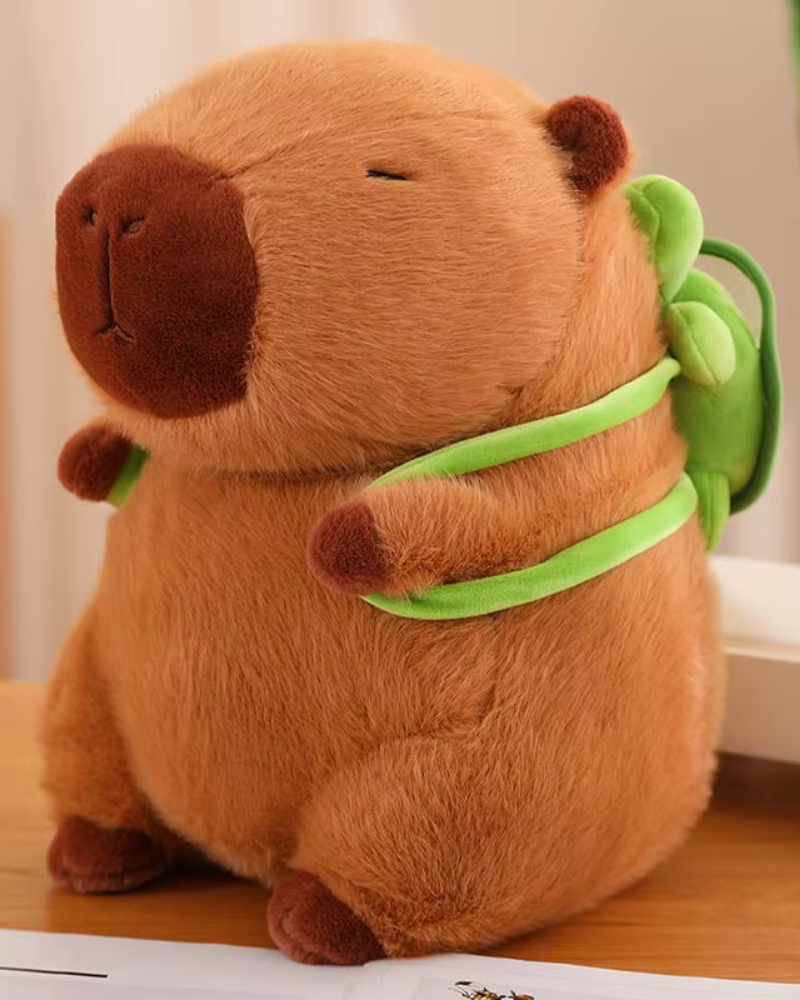 Capybara with Turtle Backpack Plush Toy