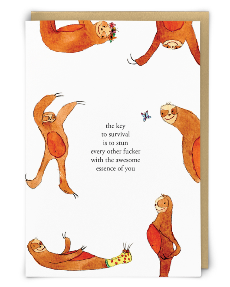 Awesome Survival Sloth Greeting Card