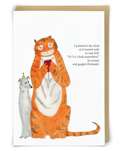 Tiger & Dog Wine Greeting Card