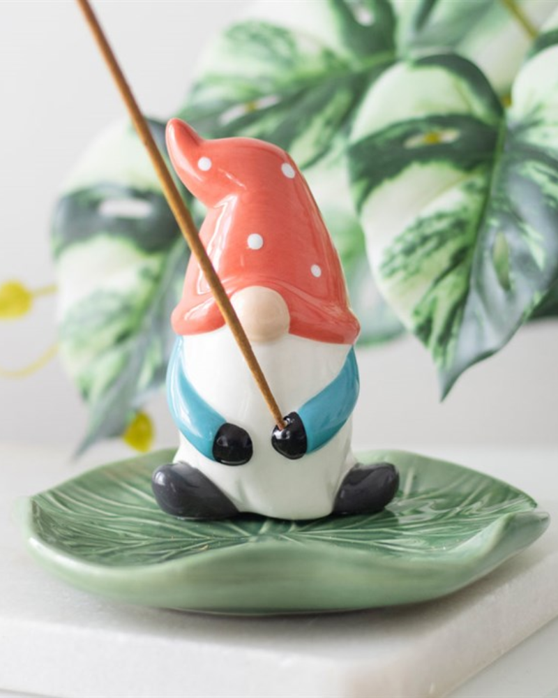 Gonk Gnome On Lily Pad Incense Stick Holder