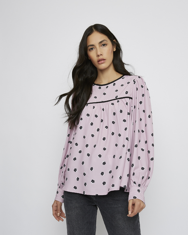 Pink Ditsy Print Long Sleeve Top