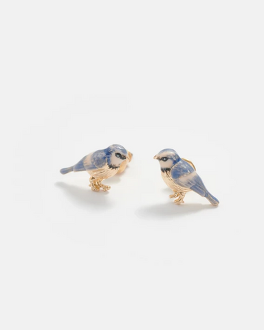 Blue Tit Enamel Earrings By Fable