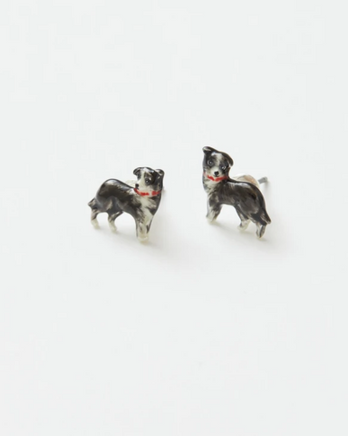 Collie Dog Enamel Earrings By Fable