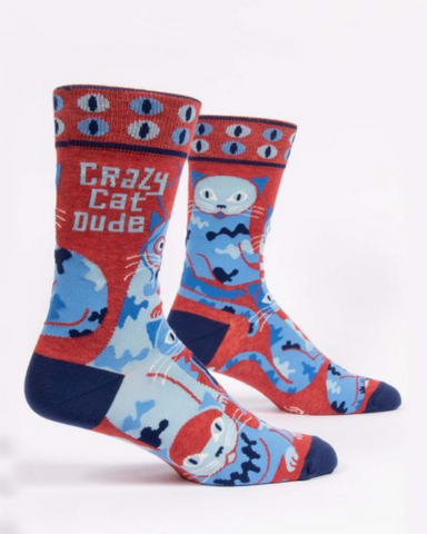 Crazy Cat Dude Mens Socks