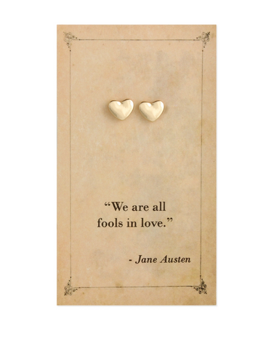 Jane Austen Literary Quotes Heart Earrings